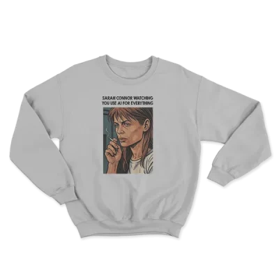 Sarah Connor Watching You Use AI For Everything, Funny Meme